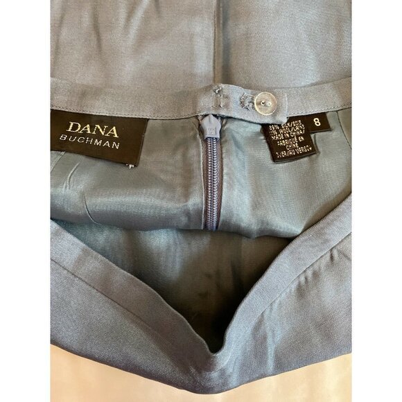 Dana Buchman Skirt Suit Open‎ Front Women's 8 Blue 3/4 Sleeve Silk Wool 2 pc - Picture 7 of 12